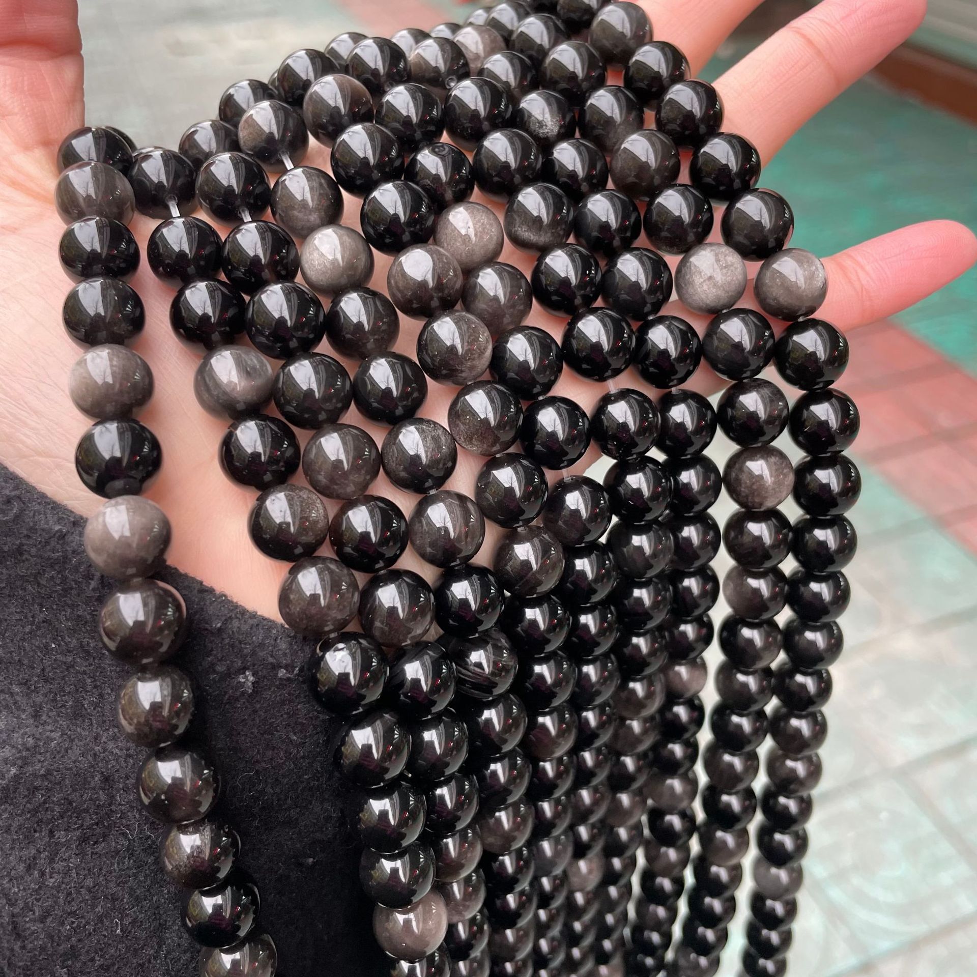 (2개) 공장 직접 공급 보석 보석 천연 실버 옥 돌 구슬 DIY 수제 구슬 라운드 체인 보석