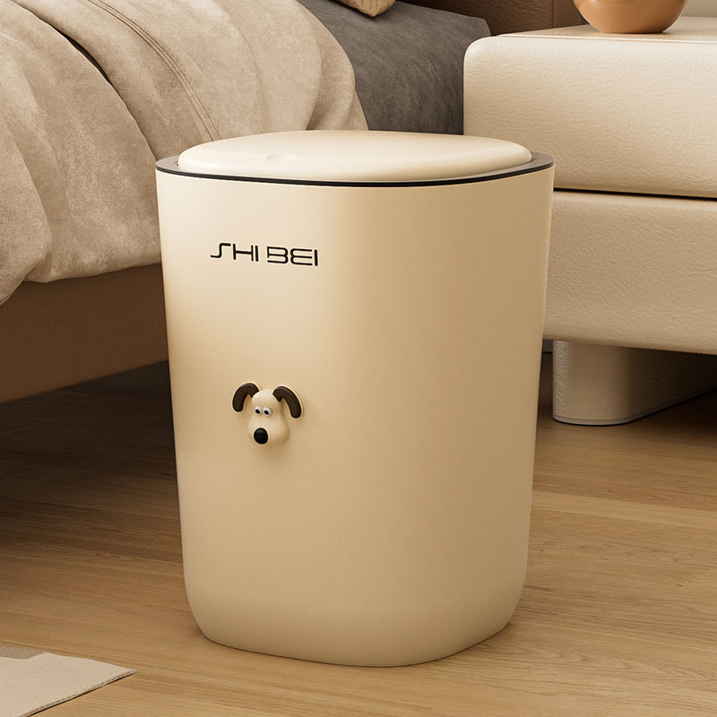Bote de basura Hogar lindo cubo de alto valor dormitorio estilo crema cubo sanitario creativo sala de estar anillo de presión con tapa tipo de prensa