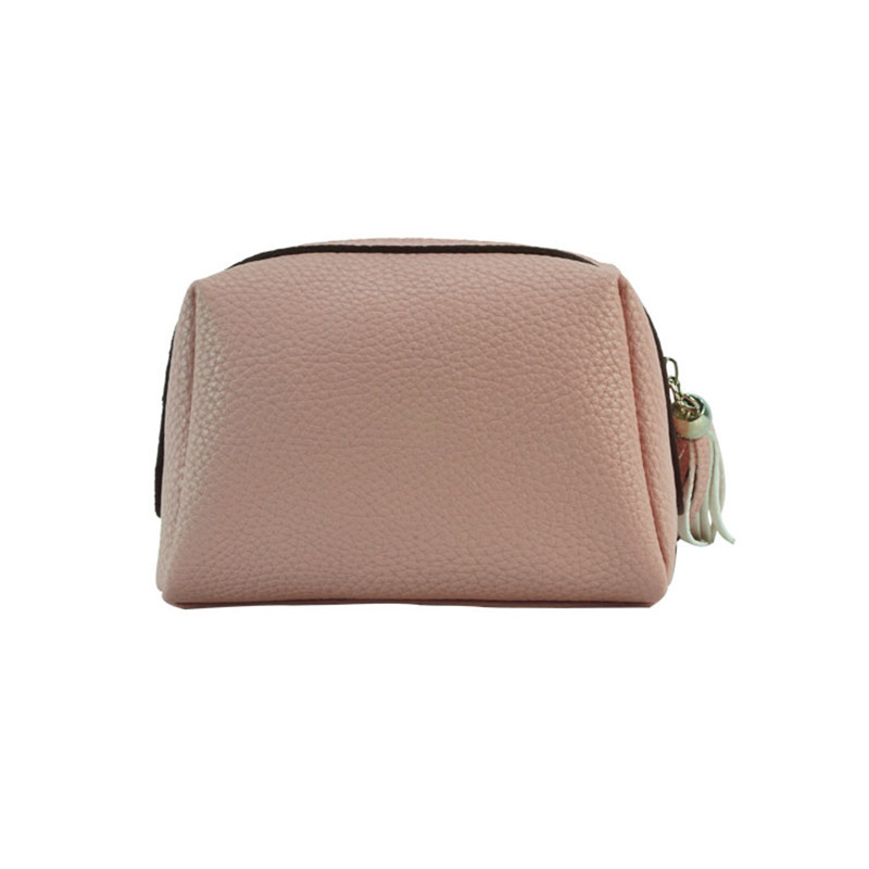 pu皮荔枝纹软皮化妆包定制logo  流苏口红包旅行护肤品软皮小包