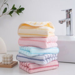 網紅珊瑚絨毛巾吸水不易掉毛家用男女情侶干發巾條紋擦臉巾