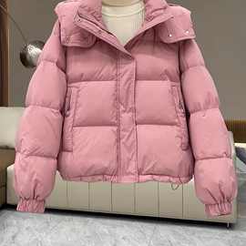 J5C棉衣女2025新款冬季保暖短款韩版宽松纯色百搭气质美拉德连帽