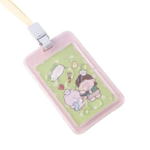 Campus Card Kindergarten Primary School Student Card Cover with Lanyard Protective Cover Transparent Tag Citizen Card Bus Card Document Cover