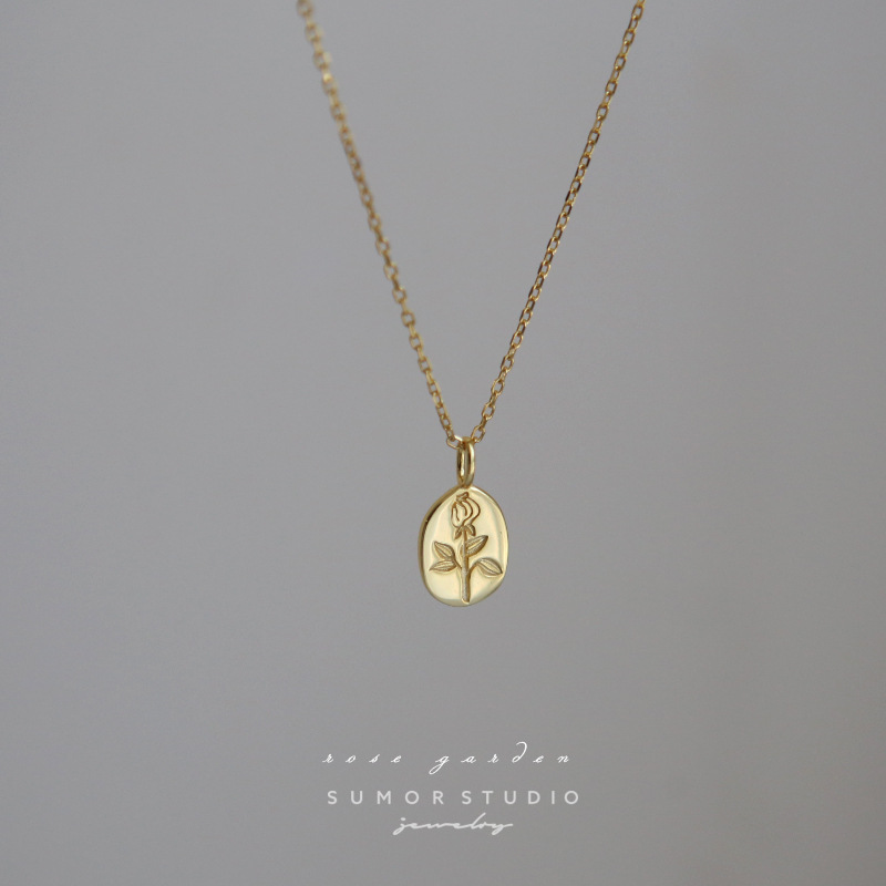 【一朵小玫瑰】法式氣質金色項鍊女小眾設計感鎖骨鏈女精緻簡約潮