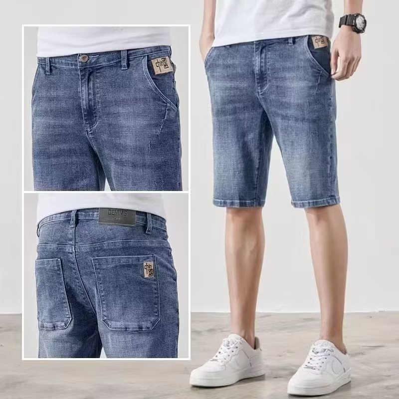 Versión coreana de pantalones de verano delgados elásticos 2024 pantalones cortos de mezclilla para hombres pantalones cortos de moda pantalones elásticos delgados