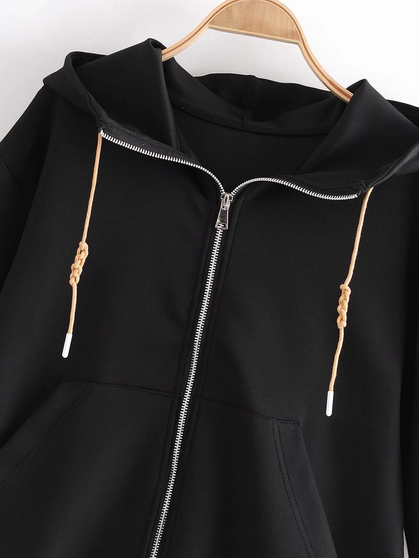 women s stitching with zipper hooded coat nihaostyles wholesale clothing NSAM82859