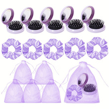 美发梳发圈套装气囊梳一体式带镜折叠梳子大肠发圈袋装梳子套装