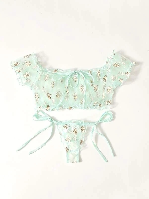 New Sexy And Fun Underwear Sexy And Cute Green Three Point Thin And Fun Lace Underwear_voghion.com