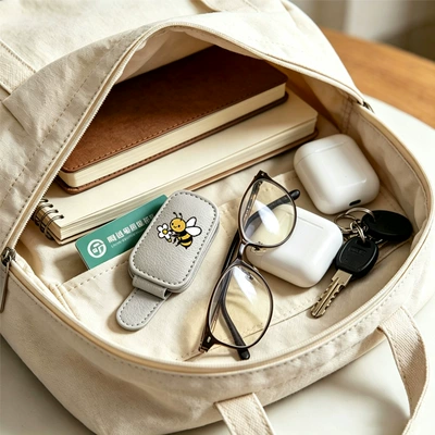 Gray cross-border bestseller sunglasses holder, creative car sun visor storage, bee and flower car glasses clip