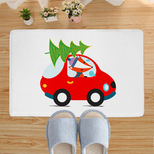 圣诞节卡车因哈地垫厨房卧室门口印花地垫一件代发水晶绒客厅脚垫