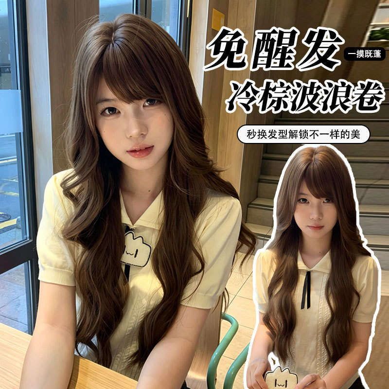 Silk Hair Wig for Women Lolita with Straight Bangs, Wavy Long Curly Hair, Double Ponytails, Sweet, Natural, Breathable, Full Head Wig Silk Hair Wig for Women Lolita with Straight Bangs, Wavy Long Curly Hair, Double Ponytails, Sweet, Natural, Breathable, Full Head Wig