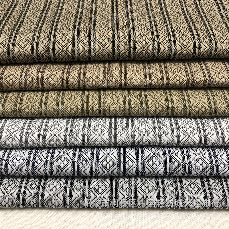 2021年新款平纹色织提花条纹面料麻棉色织条纹布 秋装条纹现货|ru