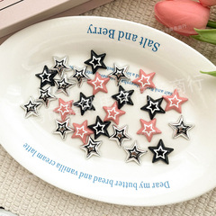新款滴油雙色五角星飾品配件髮夾材料diy樹脂配飾手機殼星星貼片