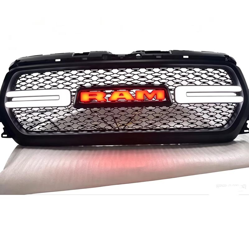Suitable for 2019-2021 Dodge Ram RAM1500 with illuminated grille, flowing turn signal lights, and front face illuminated logo