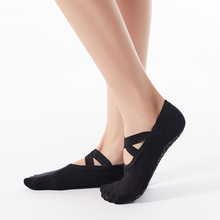 跨境新款交叉带瑜伽袜棉质点胶时尚空中瑜伽运动袜舒适透气地板袜