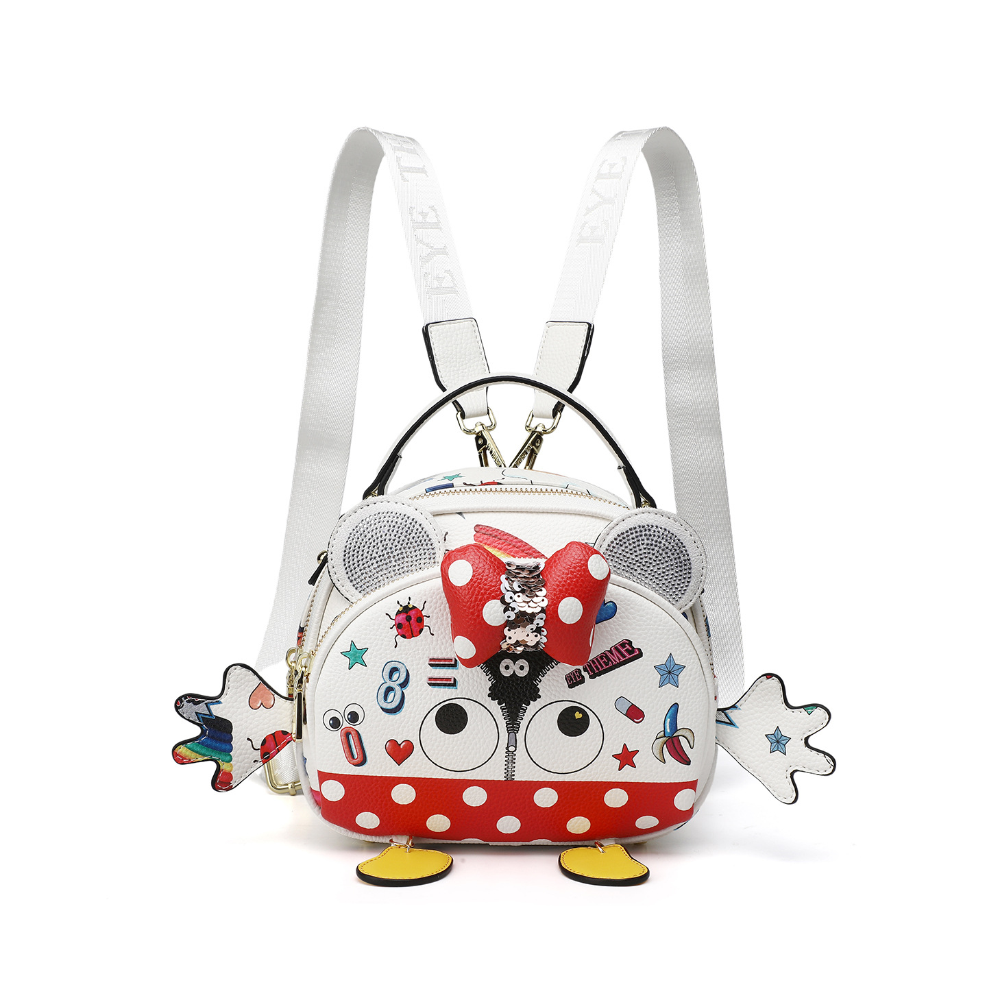 Damas lindas bolsas de moda de dibujos animados de animales, extraña impresión de patrón de ondulación con cremallera 2721 - 1 #