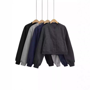 Street Style Short Jacket for Women 2024 New Spring & Fall Gray Casual Design National Style High Bf Style Baseball Uniform