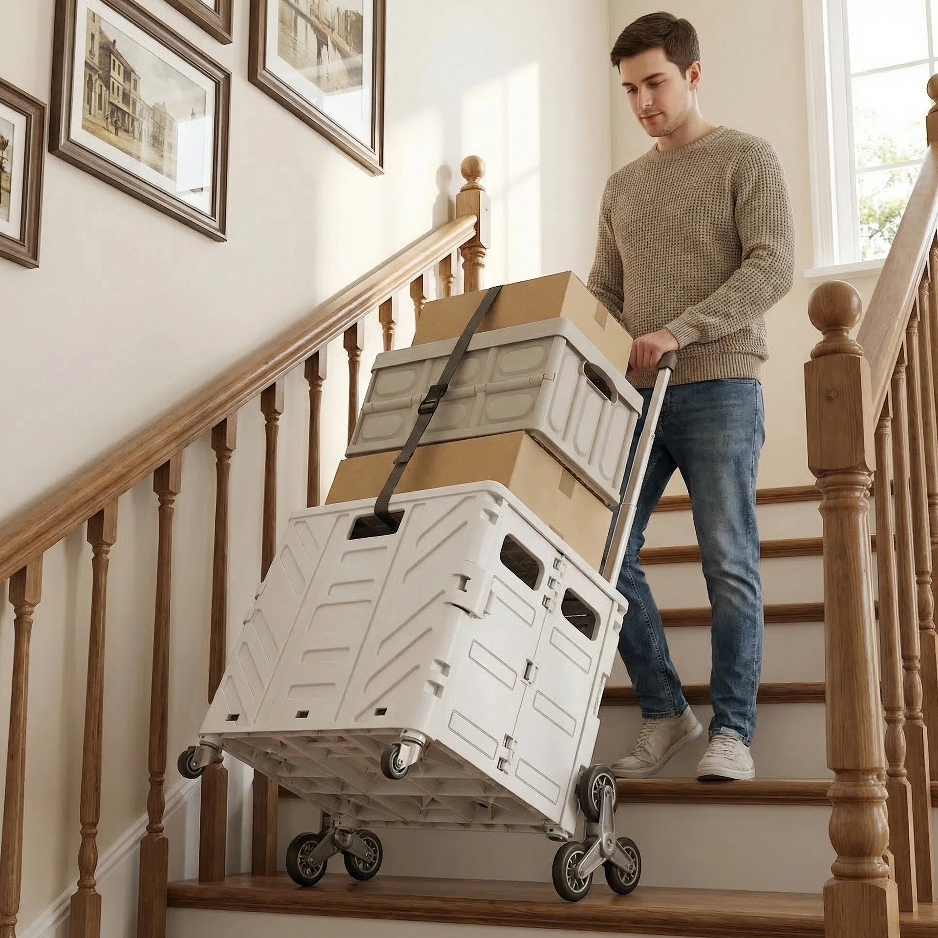 Carrito de compras plegable para compras, uso doméstico, picnic y entrega de paquetes, con capacidad para subir escaleras. image 6