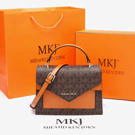 香港代购MKJ2023新款潮牛皮复古小包包品牌女士手提斜挎包