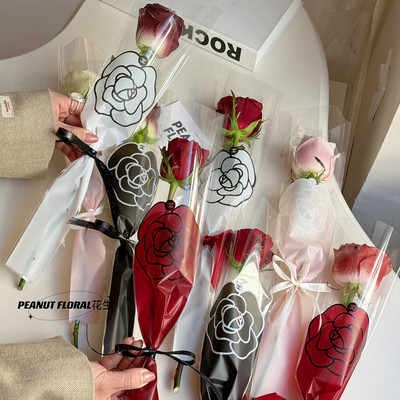 Diosa bolsa individual Camelia bolsa individual ramo bolsa de embalaje material de la flor bolsa de rama única puesto material floral