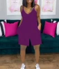 Pure color dark purple shorts