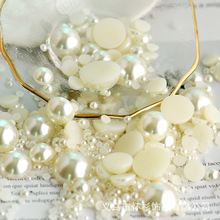 批发3-20mmABS高亮半圆平底仿珍珠贴片头饰配件手机DIY半面塑料钻