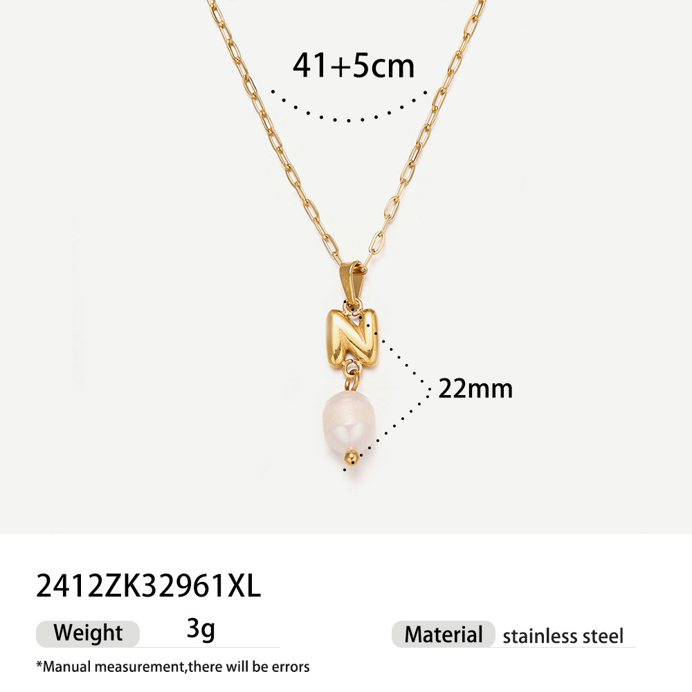 TENA collar de acero inoxidable de perlas verdaderas simplista de alto nivel nicho de diseño de acero de titanio collar de collar para mujeres image 37