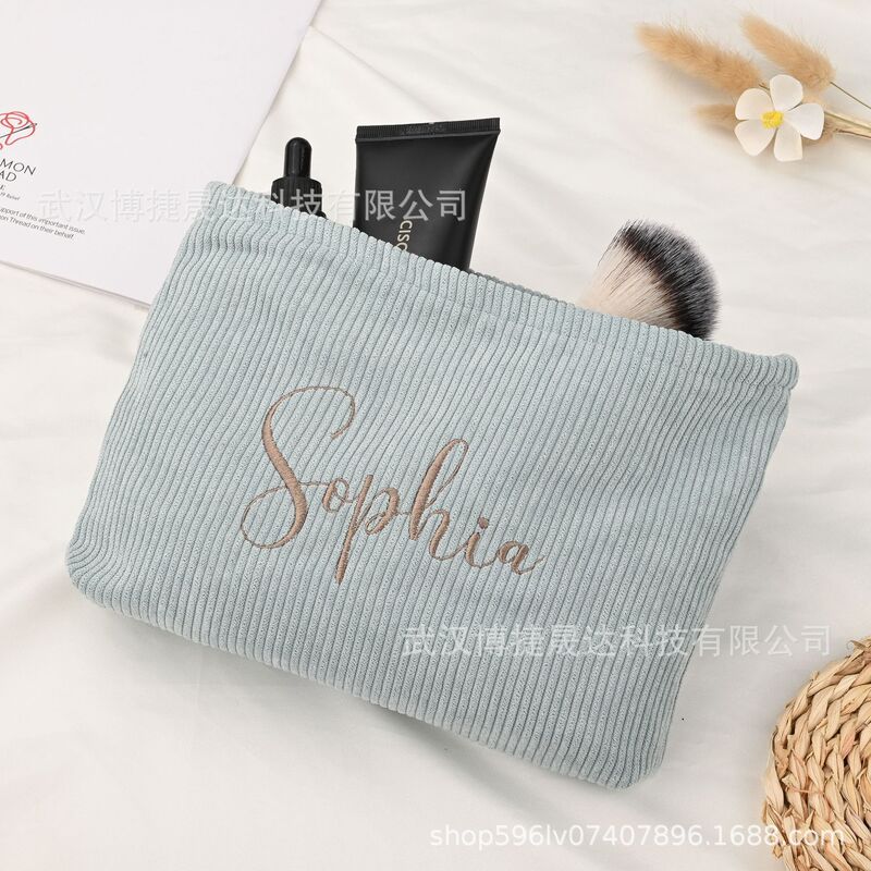 Etsy Personalized Embroidered Corduroy Canvas Cosmetic Bag Clutch Canvas Bag Japanese and Korean Casual Retro Simple