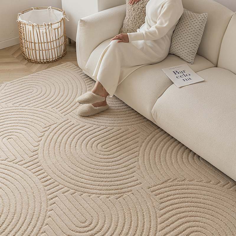 Alfombra antiincrustante simple transfronteriza, estilo crema, dormitorio de color sólido francés, sin lavado, ligero, fácil de limpiar, sofá de lujo de alta gama, manta