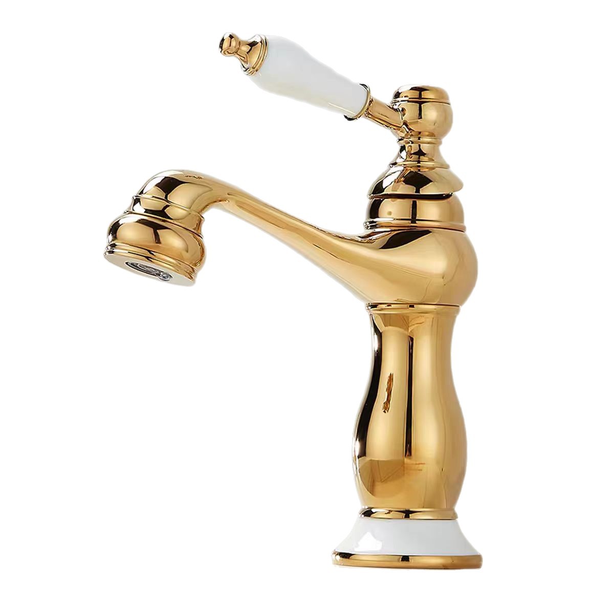 Retro europeo de cobre un solo mango lavabo lavabo grifo lavabo oro francés lavabo grifo frío y caliente