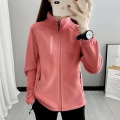 秋冬摇粒绒外套加绒女士休闲绒衣立领加厚开衫运动户外保暖卫衣