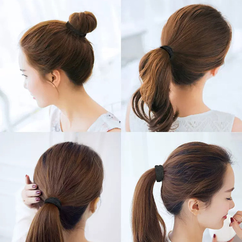 Hair tie for women, Korean version, high elasticity, durable, stylish black rubber band for ponytail, does not damage hair.