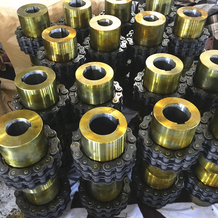 供应现货带罩壳滚子链连轴器GL7双排链条滚子链联轴器