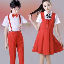 元旦儿童合唱演出服中小学生诗朗诵服装十一爱国红歌比赛表演服