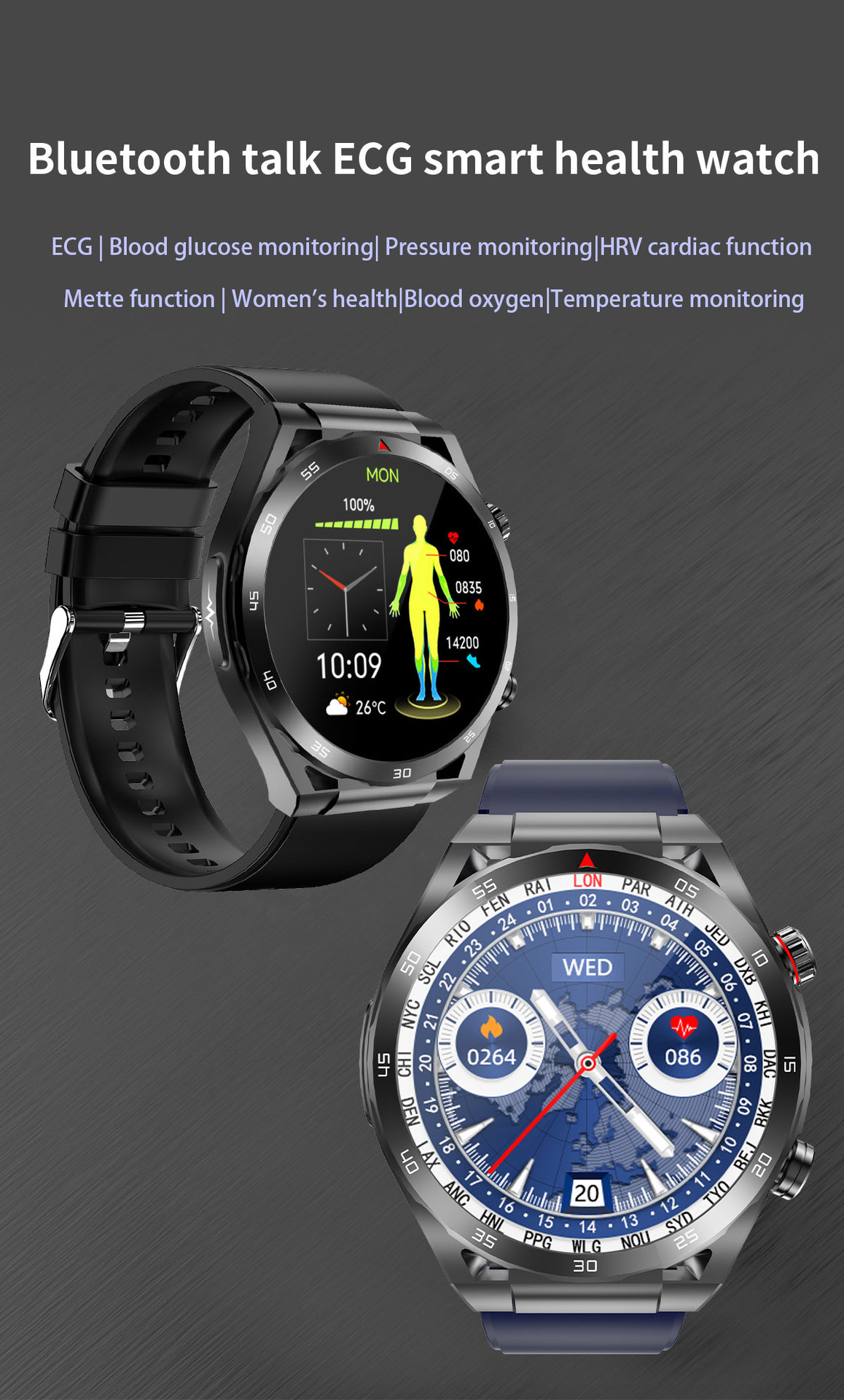 Li Ge seng nei net-invasiv intelligent EKG Elektrokardiogramm Bluttsauerstoffgesondheetsmonitoring Auer mat Bluetooth-Uruff_voghion.com