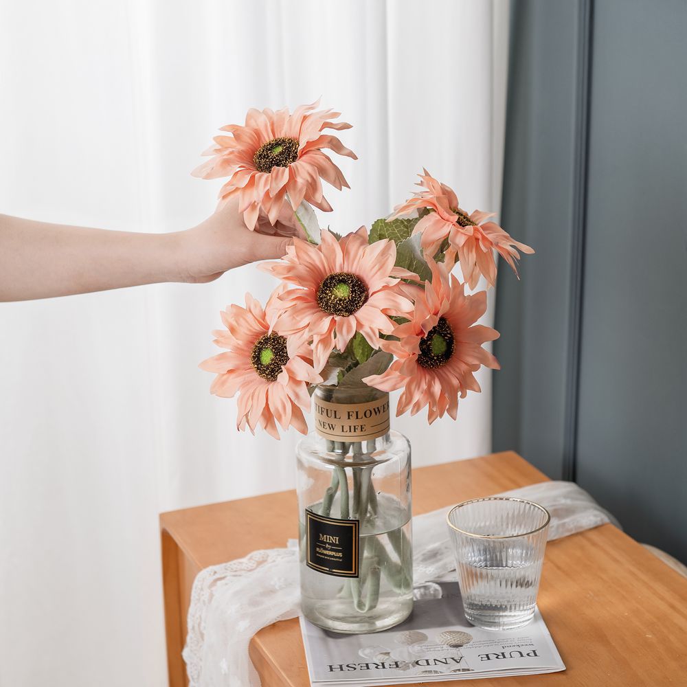 Wedding Sunflower Sunflower Artificial Flower Manufacturer Fake Flower Green Plant Wholesale Decorations INS Cross-border MW33712