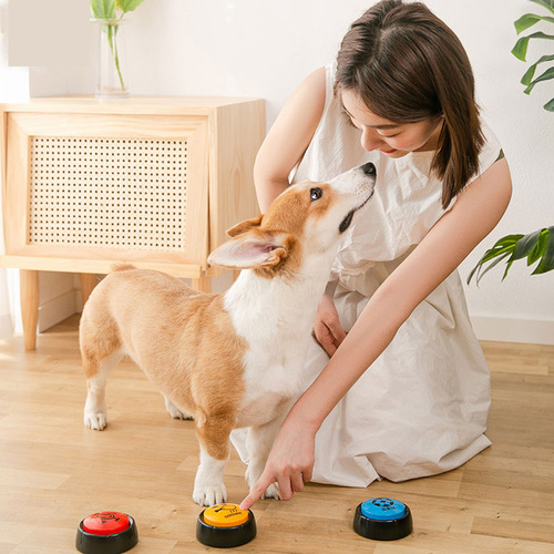 Pet Meal Bell Communication Button to Relieve Boredom Puppy Training Bite-Resistant Dog Toy Button Sounder Cat Supplies