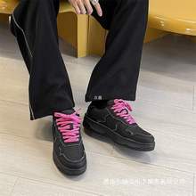 2025秋季新款小众设计黑色休闲运动滑板鞋男女款内增高厚底面包鞋