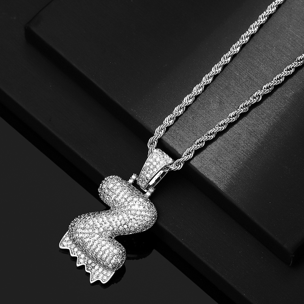 Cross-border hip hop burbuja colgante 26 letras nombre personalizado nicho accesorios de personalidad de zircon para hombres