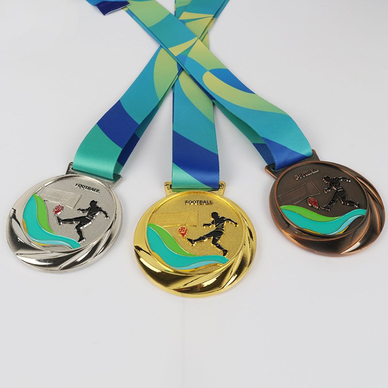 Fabricación de medallas de metal listado fútbol oro y plata juegos de cobre competencia medalla Medalla de Honor Premio Conmemorativo haciendo
