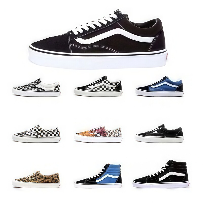 New Style Vans Canvas Shoes, Classic Versatile Round-Toe Sneakers for Men and Women, Trendy Flat-Soled Sports Shoes, Skate Shoes
