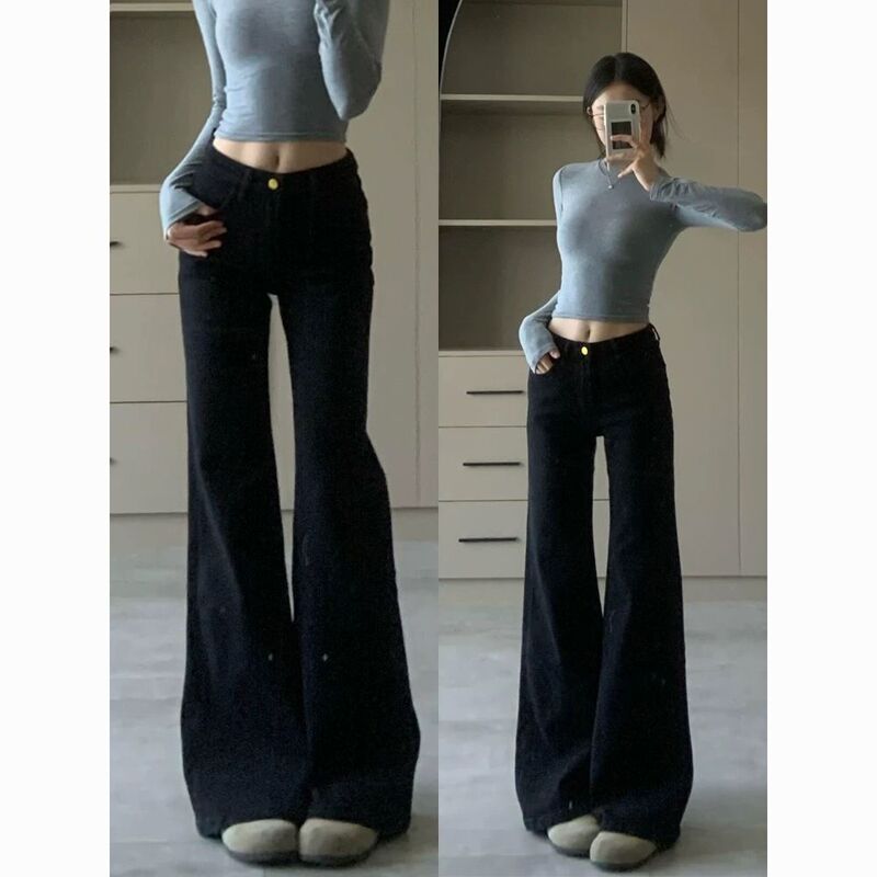 Black Stretch Retro Micro-horn Slimming Jeans Women's Spring and Autumn New Arrival Fashion All-match Horseshoe Trumpet Long Pants Black Stretch Retro Micro-horn Slimming Jeans Women's Spring and Autumn New Arrival Fashion All-match Horseshoe Trumpet Long Pants
