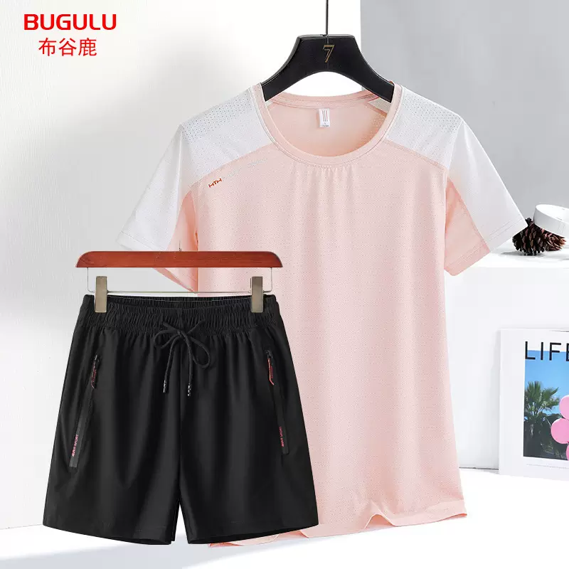 短裤套装大码可外穿新款冰丝睡衣女宽松短袖家居服运动两件套夏季