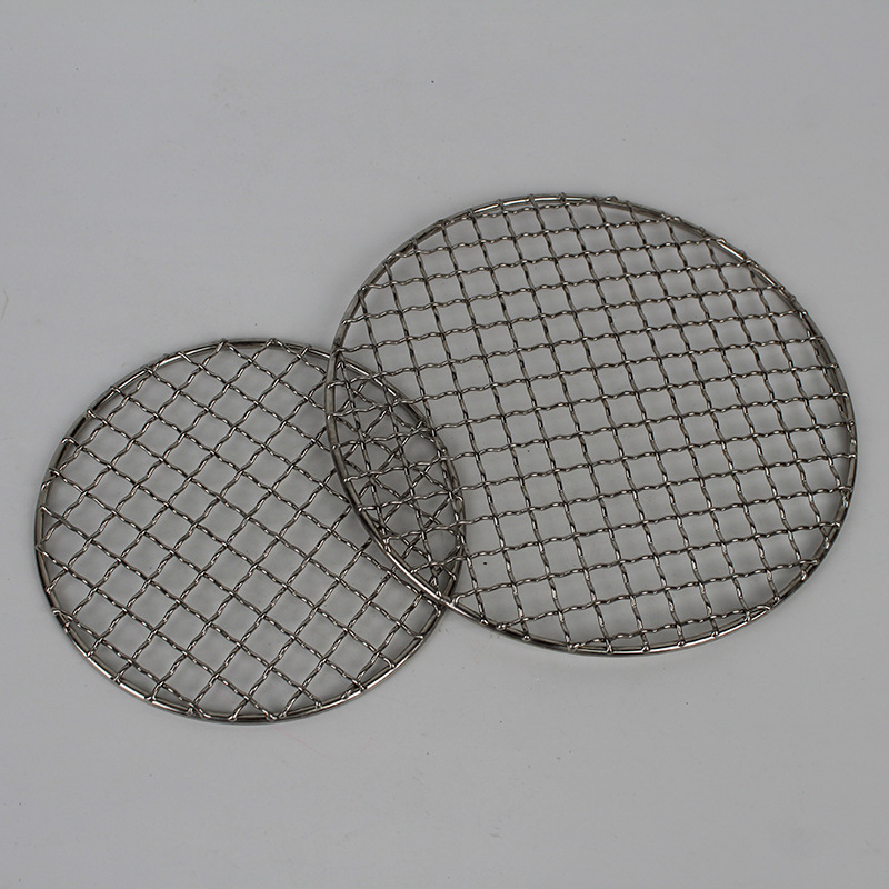 Malla redonda para barbacoa para asar carne y pescado, parrilla de malla de acero inoxidable para barbacoa al aire libre, parrilla redonda para estufa