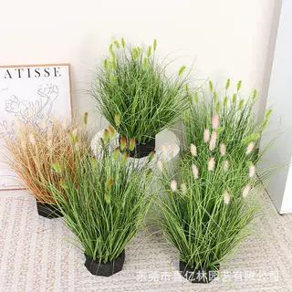 仿真芦苇狗尾巴草花假草绿植毛毛虫猫尾草假花落地盆栽装饰造景
