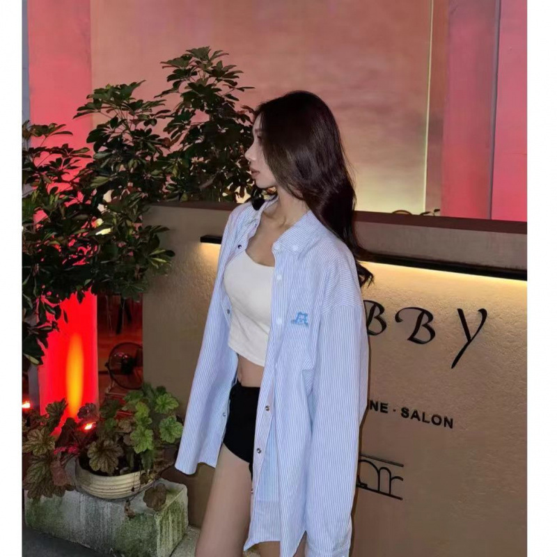 粉色条纹衬衫女春夏2026新款多巴胺小狗毛巾绣宽松防晒衬衣外套女