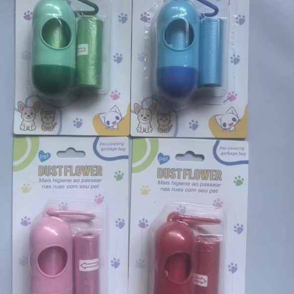 Dispensador de bolsa de basura tipo cápsula para mascotas mayorista tarjeta de absorción combinada portátil de almacenamiento para perros