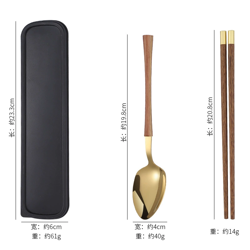 Handheld Stainless Steel Cutlery Set for Elementary Students, 3-Piece Fork Spoon Chopsticks
