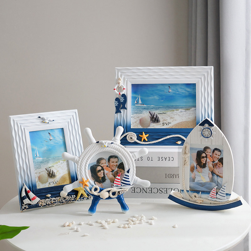Mediterranean Decorative Photo Frame Tabletop Stand Wooden Home Decor 5inch 6inch 7inch Seaside Souvenir