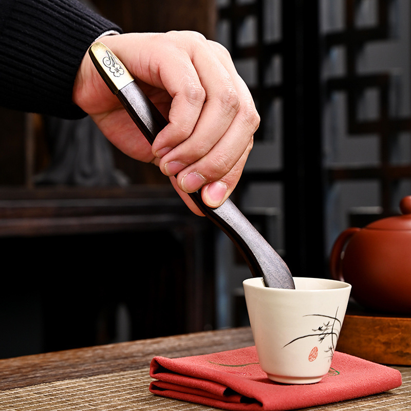 茶クリップ黒檀ピンセット合金滑り止め茶クリップ茶道具茶ブラシペン茶道アクセサリーセット|undefined