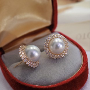 18K Gold Accessories, Gorgeous Lady Earrings, Two Circles of Zircon Design, Highlighting the Elegance, with 11-12 Beads, Accessories Do Not Include Beads
